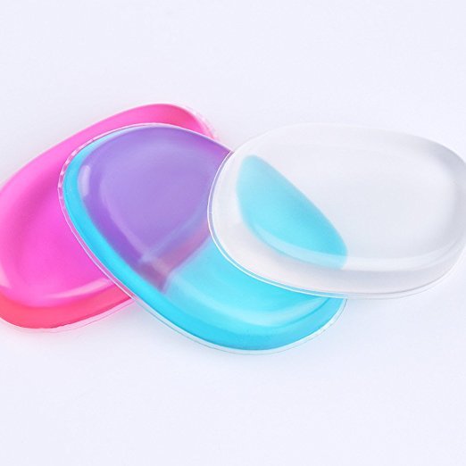 Three Clear Blue Pink Silicone Makeup Applicator Sponges - Silicone Makeup Sponge